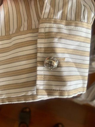 Camisa Pedro del Hierro rayas beige y blanco