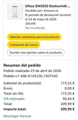 Deshumidificador Ufesa DH5020