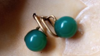 Pendientes Vintage Jade y Latón