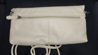 Bolso Clutch Piel Vintage Blanco Marfil