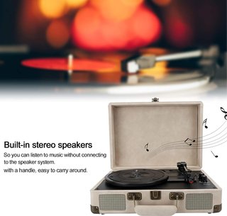 Maleta Tocadiscos Bluetooth Beige/Negro terciopelo