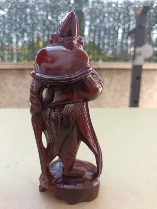 Talla madera vintage Zhu Bajie (dios cerdo)