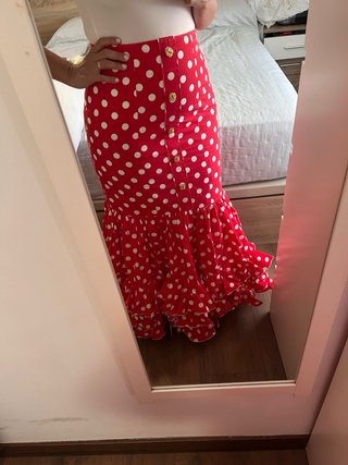 Falda flamenca roja lunares blancos