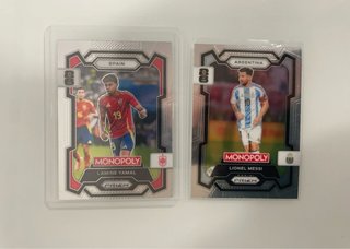 Lote Lamine y Messi Panini Monopoly Prizm Mundial