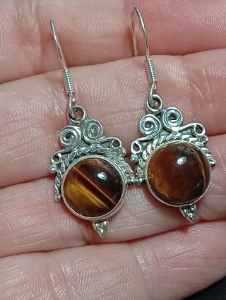 Pendientes Plata Ley Ojo Tigre
