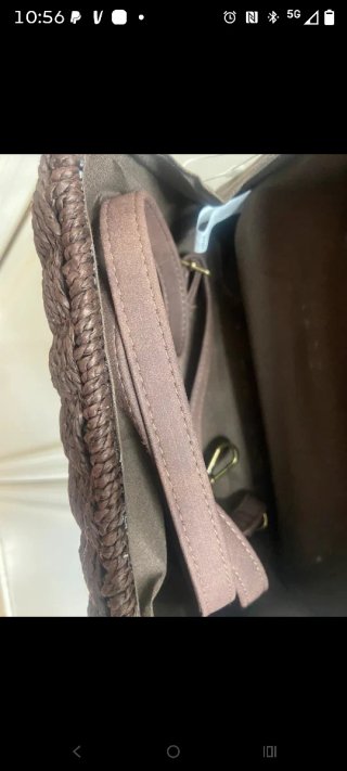 Bolso rafia marrón con detalle piedra