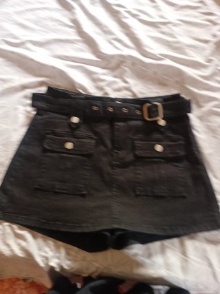 Minifalda pantalón mujer negra