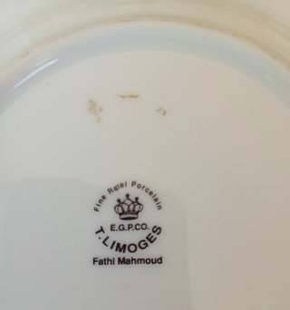 Piatto Limoges vintage ceramica decorato egizio.