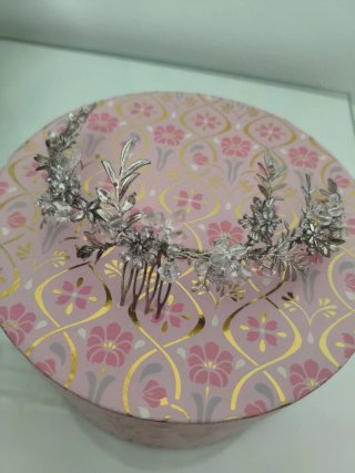 Tocado Novia Artesanal Plata Flores