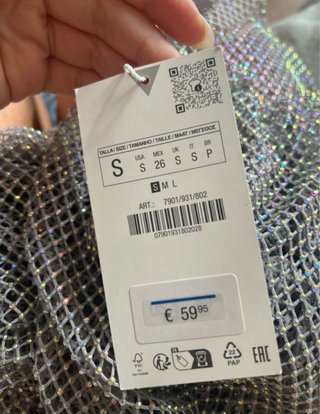 Vestido Zara brillante gris/plata
