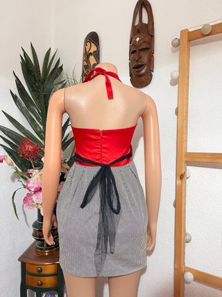Vestido fiesta rojo y negro