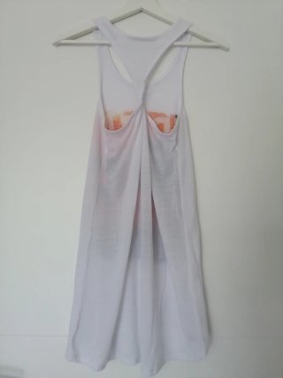 Camiseta tirantes Ibiza palmeras atardecer