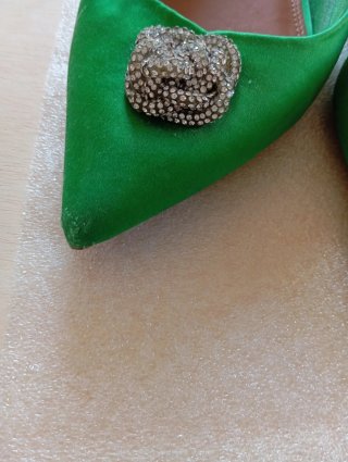 Zapatos, sandalias planos joya verdes para eventos