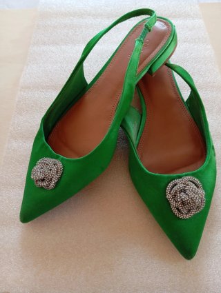 Zapatos, sandalias planos joya verdes para eventos