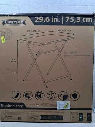 Mesa Auxiliar Plegable Negra Lifetime