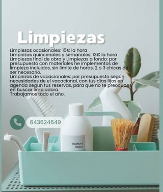 limpiezas semanales, quincenales, ocasionales y +