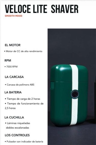 Afeitadora Cocco Veloce Lite Verde y Blanca