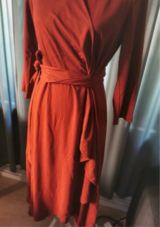 Vestido terracota manga larga