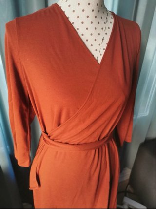 Vestido terracota manga larga