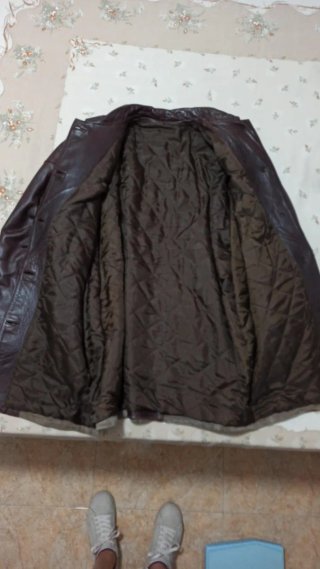 Chaqueta de ante y piel marrón/beige