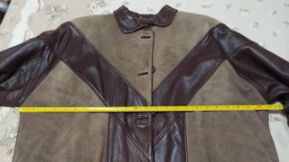 Chaqueta de ante y piel marrón/beige