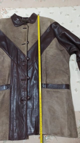 Chaqueta de ante y piel marrón/beige