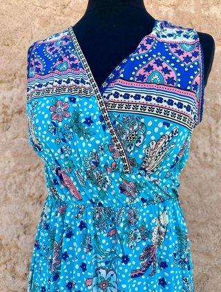 Vestido largo estampado pájaros