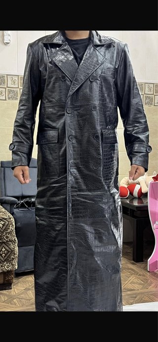 Cappotto lungo vera pelle effetto coccodrillonero