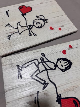 Cuadros de pareja con globos de madera