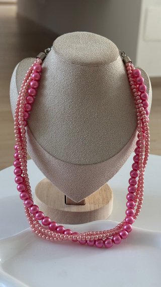 Collana rosa multistrato con perline donna