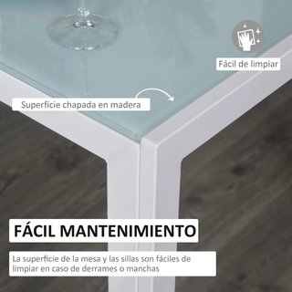 Mesa de comedor cristal y metal blanco