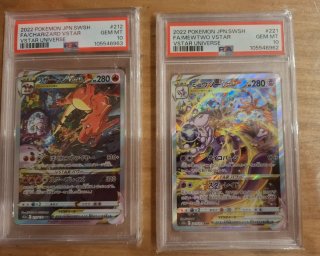 Display PSA 10 Charizard & Mewtwo VSTAR
