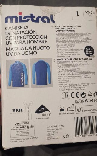 Camiseta natación surf Mistral hombre L (UV UPF 50