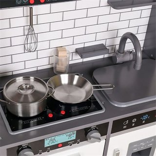 Cocinita Infantil de Madera con Luz y Sonido Outdoor Toys Little Kitchen 65x30x93 cm Gris/Blanco