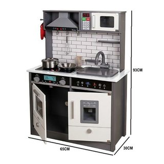 Cocinita Infantil de Madera con Luz y Sonido Outdoor Toys Little Kitchen 65x30x93 cm Gris/Blanco