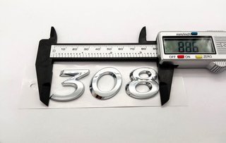 EMBLEMA TRASERO LETRAS 308 PEUGEOT CROMADO