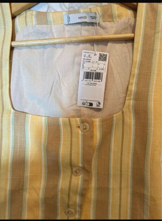 Chaleco Mango Rayas Beige y Amarillo
