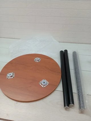 Mesa auxiliar redonda madera y metal 42x42x51