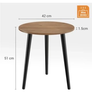 Mesa auxiliar redonda madera y metal 42x42x51