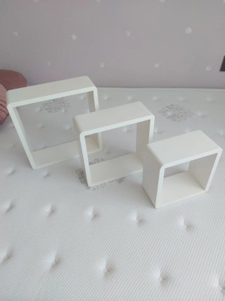 Lote 3 Estanterías Cubo Madera Blancas