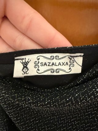 Vestido Sazalaxa Negro Brillante Asimétrico Talla