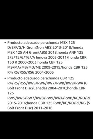 Pastillas freno Honda 125c.c.  CBR, CBF, MSX