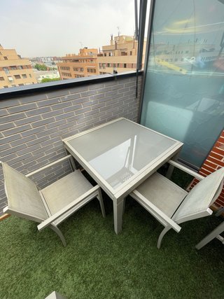Mesa extensible cristal + 4 sillas