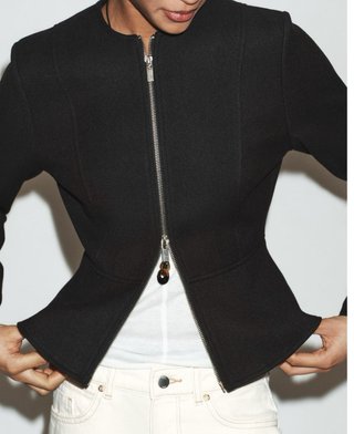 Zara Chaqueta Corta Negra Talla S