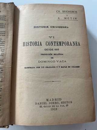 Libro Historia Universal Contemporanea 1923