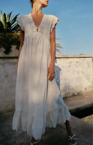 Vestido Zara combinado punto blanco
