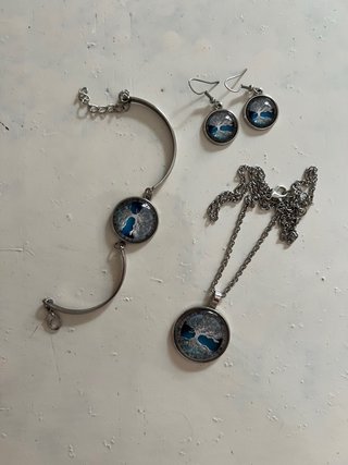 Conjunto de Joyas Plateadas y Azules