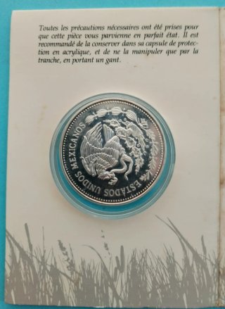 Moneda Plata México 1987 Mariposa Monarca WWF
