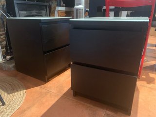 Comodini wengé con piano in vetro