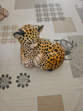 Conjunto 3 Leopardos Cerámica Hechos Mano